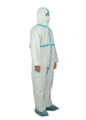 Anti-Static Type4/5/6 Blue Striped MP Disposable Chemical Coverall With 2-Pieces Elasticated Hood