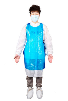 Kitchen Use Disposable Oil Proof PE Plastic Sleeveless Apron Blue / White