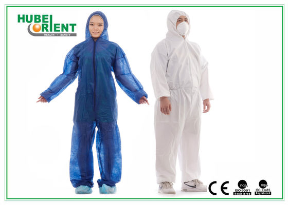 45gsm Polypropylene Nonwoven Disposable Chemical Coveralls With Hood