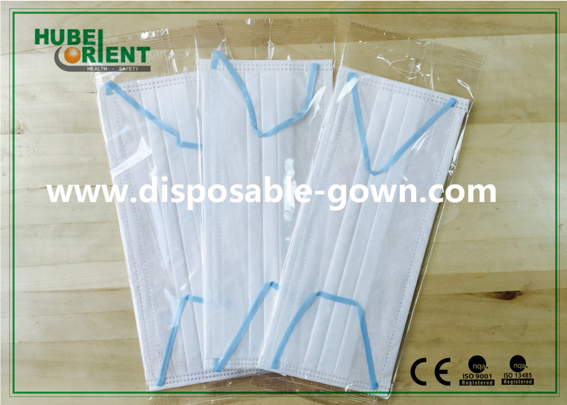 White TET PE odorless Disposable Face Mask , PU Band Ear Loop
