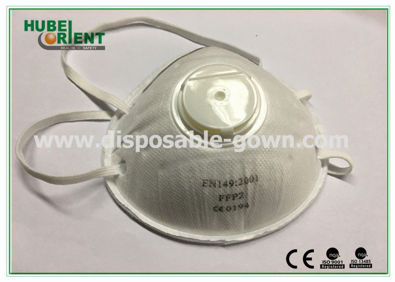 White Disposable Dust Proof Cone Face Mask 4- Ply With Valve , PP FFP Materials