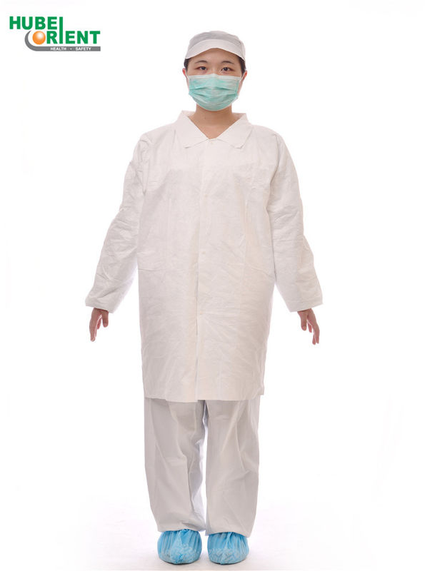 Latex Free Tyvek Disposable Lab Coats With Korean Collar