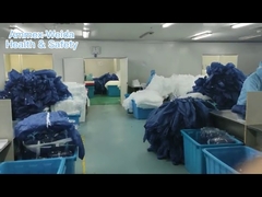 Quần áo làm việc không dệt loại 5 Quần áo dùng một lần với nắp và vỏ chân để bảo vệ cơ thể