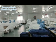 Type5/6 SMS/MP sọc xanh dùng một lần Coverall chống vi khuẩn có mũ trùm đầu