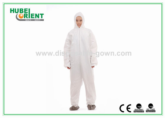 Free Size 55gsm Disposable Protective Coverall With Hood And Feetcover
