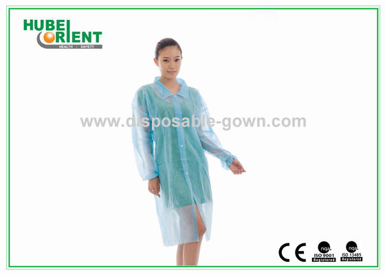 Dust-Proof Nonwoven PP Colored Disposable Visitor Coats With Snaps With Dofferent Style Collar
