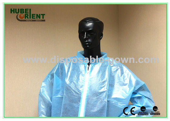 Blue Water Resistance Disposable Long Sleeve Lab Coat With Comfortable Feeling For Factory Use