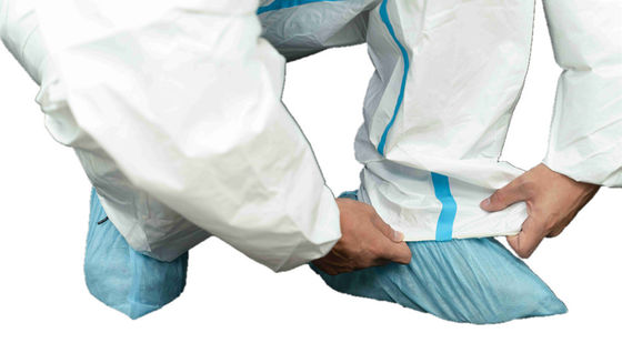 Type4/5/6 Blue Tape Disposable Coverall Prevent Splash And Bacteria In Clean Environment