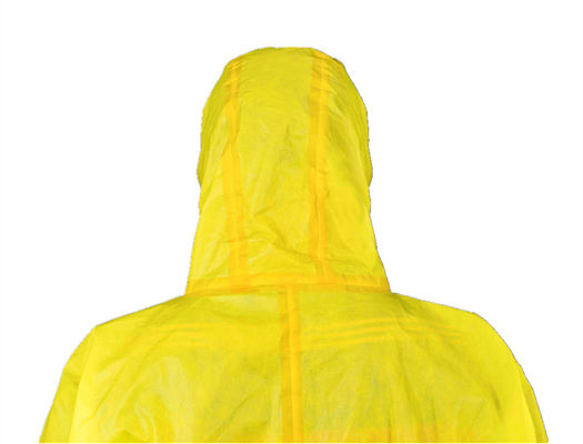 Type 3B Yellow Disposable PP PE Protective Coverall With Hood Anti Static Pass EN14126