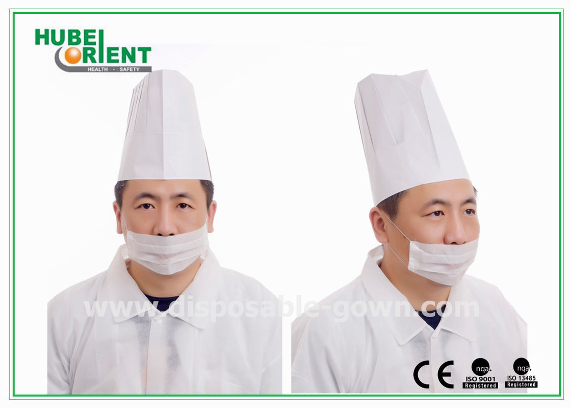 Long White Paper Disposable Head Cap Bouffant Shaped with Adjustable Size
