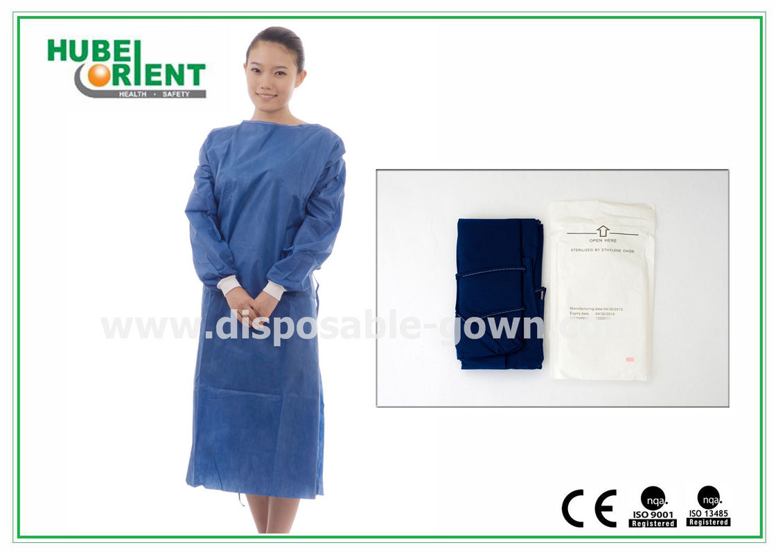 CE ISO certificated SMS Nonwoven Disposable Surgical Gowns With Knitted Wrists